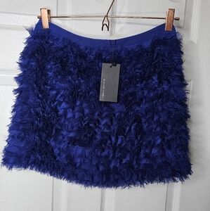 NWT Blaque Label Preppy Palm Chiffon Frill Blue Mini Skirt Size M